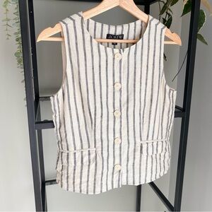 J. Crew Crewneck Vest in Linen Stripe